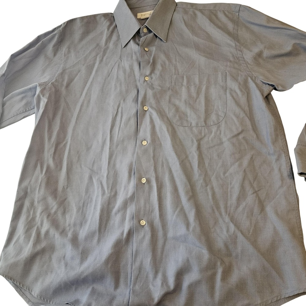 Barneys New York Shirt Mens 16 Blue Long Sleeve Button Down Dress Pocket Classic